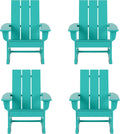 HDPE Shoreside Modern Rocking Poly Adirondack Chair (Set of 4),Turquoise