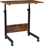 End Table,Mobile Side Table, Mobile Laptop Desk Cart, Adjustable Over Bed Table with Wheels for Sofa, Couch Deak for Sofa Laptop Coffee Snack, for Living room Bedroom, 23.62 x 15.74 x 27.16-37.79 in