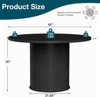 HOMMPA 48'' Round Dining Table for 4-6 Kitchen Table Circle Dinner Table with Wood Strip Base for Kitchen Dining Living Room Black