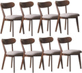 100% Solid Oak Wood Dining Room Chairs - Practical Kitchen Chairs - Wood Chair for Dining Room, Kitchen (8, Walnut with Grey Cushion)
