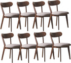 100% Solid Oak Wood Dining Room Chairs - Practical Kitchen Chairs - Wood Chair for Dining Room, Kitchen (8, Walnut with Grey Cushion)