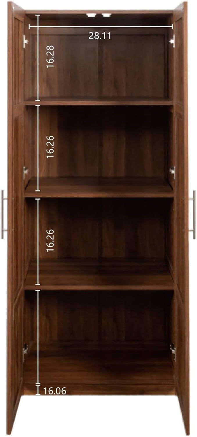 KEIKI 70.87" Tall Kitchen Pantry Storage Cabinet with 2 Door and Shelves, Freestanding Wood Hutch Food Pantries Cupboard for Coffee Bar, Dining Room, Living Room, Walnut