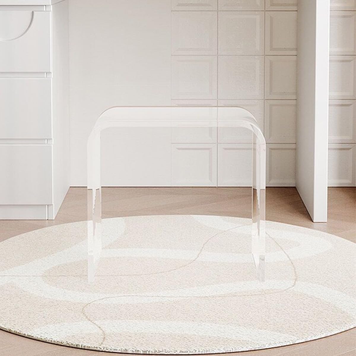 Acrylic 15 Inch Small Stool Set of 2,Multi-Use as Shower/Water-Resistant Stool,Clear Footstool for Bathroom, Seating and Placing Items (10.6" D x 15.7" W x 14.1" H（2PCS)