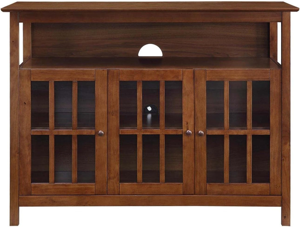 Convenience Concepts Big Sur Deluxe TV Stand with Storage Cabinets and Shelf for TVs up to 55 Inches, Dark Walnut