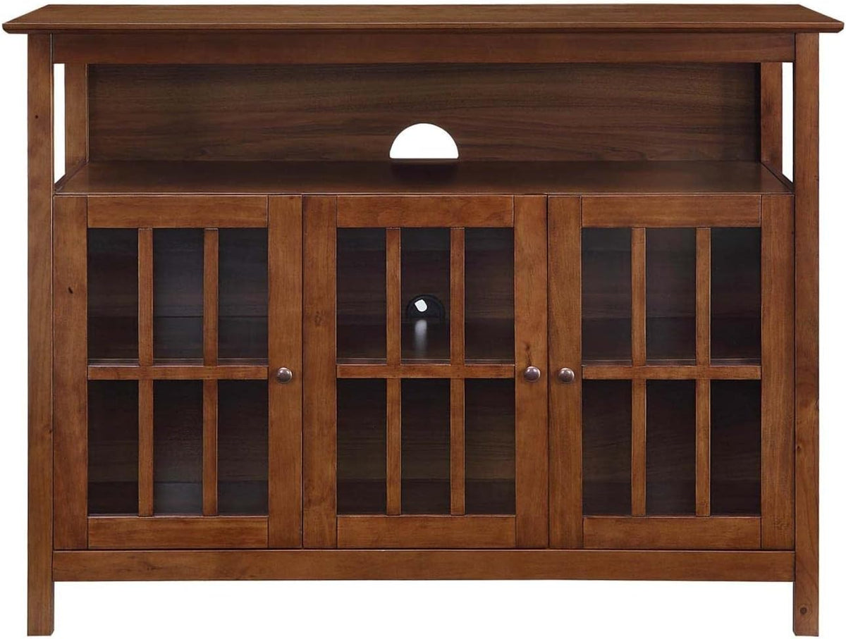 Convenience Concepts Big Sur Deluxe TV Stand with Storage Cabinets and Shelf for TVs up to 55 Inches, Dark Walnut