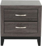 Two-Tone Nightstand with 2 Drawers, Foil Grey and Black,for Small Spaces