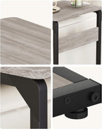Wood Pedestal Dinner TV Trays Table for Eating on Couch Tables Slide Under, Small Laptop Stands Sofa Side Table Night Stand C Shaped End TV Tray for Bed Nightstand Arm Chair Bedroom Bedside ET-YB-GYW1