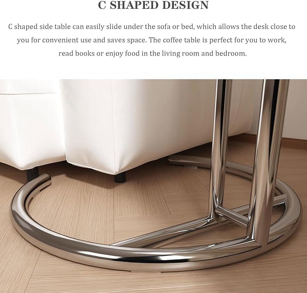 Stylish C-Shaped Sofa Side Table: The Perfect Blend of Function and Design(Color:Brown)