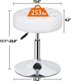 JupiterForce Adjustable Vanity Stool Chair for Makeup, 360° Swivel Makeup Vanity Chair Faux Leather Vanity Stool for Makeup Room, Bathroom and Living Room, White
