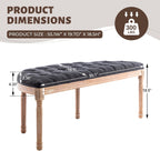 chairus 55" Button Tufted Semi-Circle Dining Bench Linen Halfmoon Entryway Bench Comfy Upholstered Bench Seat for Bay Window/Bedroom End of Bed/Living Room/Indoor, Charcoal Black
