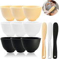 12Pcs Silicone Facial Mask Bowl DIY Face Mask Mixing Bowl for Home Salon Spa Face Skin Applicator Bowl with Stir Sticks, Black,White,Yellow