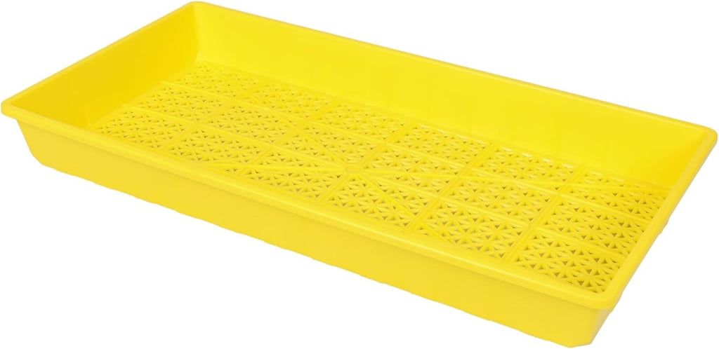 SUNPACK 10" x 20" Heavy Duty Mesh Plastic Seed Starting Tray, Yellow, 2.3" (Pack of 30) - Ensures Water Drainage and Aeration, Perfect for Greenhouses or Indoor Gardening