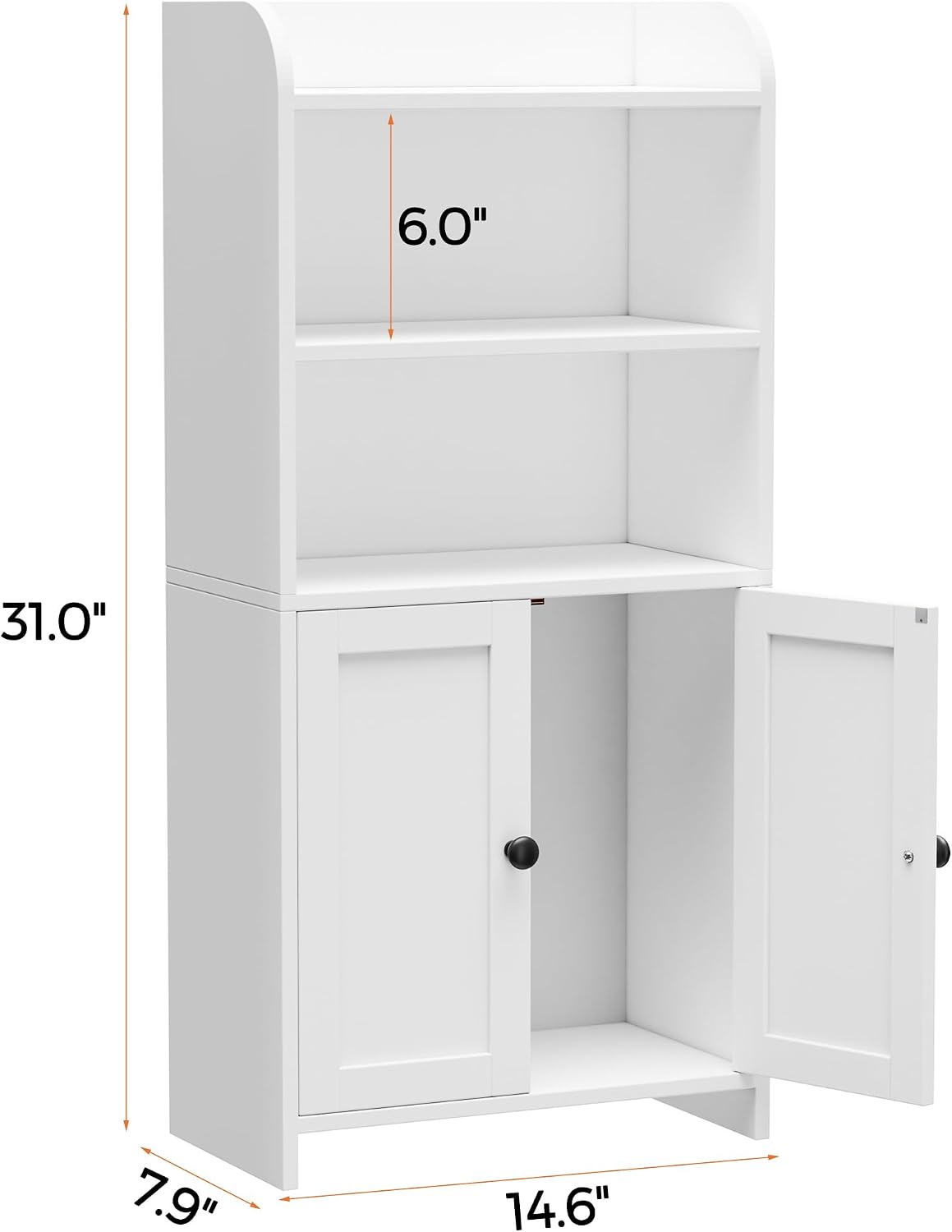 Homhedy Small Bathroom Storage Cabinet, Toilet Paper Storage Cabinet | Bathroom Floor Cabinet with Doors and Shelves, Bathroom Organizers for Small Spaces, 7.9" D x 14.6" W x 31" H, White