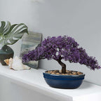Artificial Bonsai Tree Juniper Faux Plants Indoor Fake Plants Decor with Blue Ceramic Pots for Home Table Office Desk Bathroom Shelf Bedroom Living Room Farmhouse Decorations