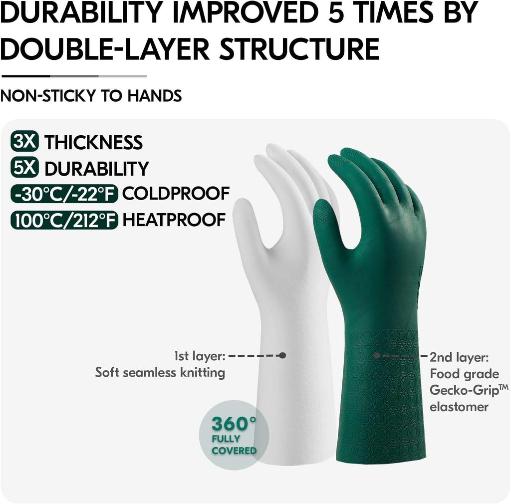 Vgo... Extra Long Gardening Gloves,Double-layer,Waterproof,Slip-Resistant,Chemical-Resistant Glove for Gardening,Outdoor Work(TP1117)