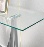 Luxury Silver Glass Console Table, Modern 47" Rectangle Entryway Table with Mirrored U-Shape Stainless Steel Base, Clear Glass Sofa Tables Behind The Couch Hallway Tables for Living Room