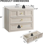 Nightstand Set of 2 W/Charging Station, 30.7" W King Size Bedside Table with 3 Drawers, Accent End Table W/Large Storage, Modern Wood Side Table for Bedroom,Office, Beige