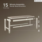 Signature Design by Ashley Bolanburg Double Upholstered Bench, Counter Height, Whitewash