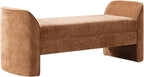 HULALA HOME 57" Modern Chenille Bench with Thick Padded Seat, Upholstered End of Bed Bench for Bedroom, Entryway & Living Room Seating, Caramel