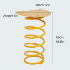 Spring Shape Side Table, Heart Shaped Accent Table, Iron Material, No Installation Required, for Living Room, Balcony(Yellow)