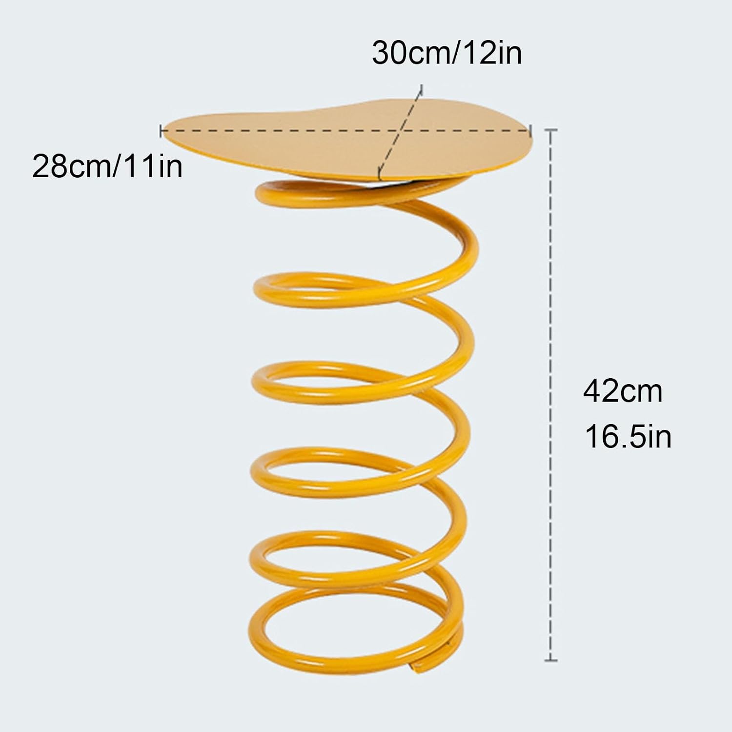 Spring Shape Side Table, Heart Shaped Accent Table, Iron Material, No Installation Required, for Living Room, Balcony(Yellow)