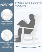 NAVINE 3-Piece Outdoor Rocking Chair Set, Oversized Porch Rocking Chair Set of 2 with Side Table, Suitable for Patio, Porch, Backyard