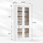 70.8" Tall Farmhouse Kitchen Pantry Cabinet with Glass Doors, Modular Wooden Storage Cabinet with 6-Tier Adjustable Shelves, Hutch for Kitchen or Living Room, Set of 3, White
