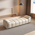 Modern Leather Bed End Stool Modern Bedroom Bedside Cloakroom Long Bench Shoe Entryway(Cream White,Medium)