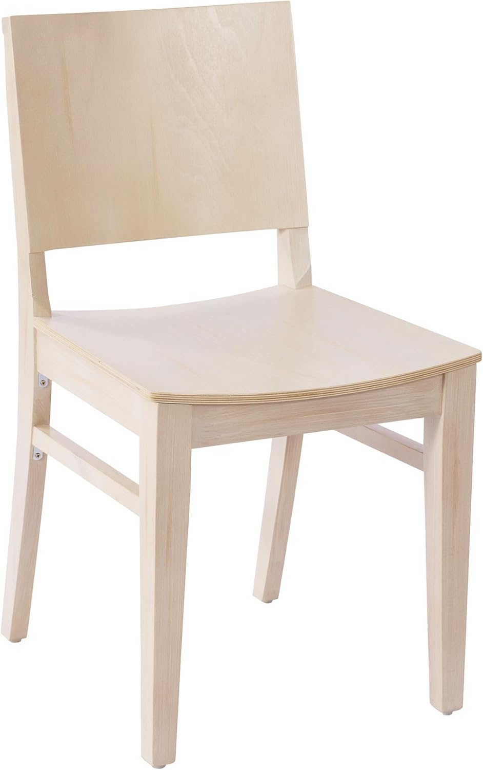 Flash Furniture Naples Commercial Solid Wood Dining Chair, Curved Backrest, Sturdy Mortise and Tenon Construction, Antique White