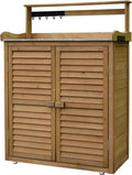 Outdoor Storage Cabinet Waterproof with Shelves Ventilated Shutter Door, Outdoor Cabinets Weatherproof Tall Adjustable Foot Pads for Delivery Patio Garden and P,Brown
