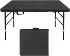Folding Table, 4FT/6 FT Foldable Table with Carrying Handle, Steel Legs Heavy Duty Portable Utility Table for Party, Dining, Wedding, Events, Picnic Indoor, Outdoor, Camping