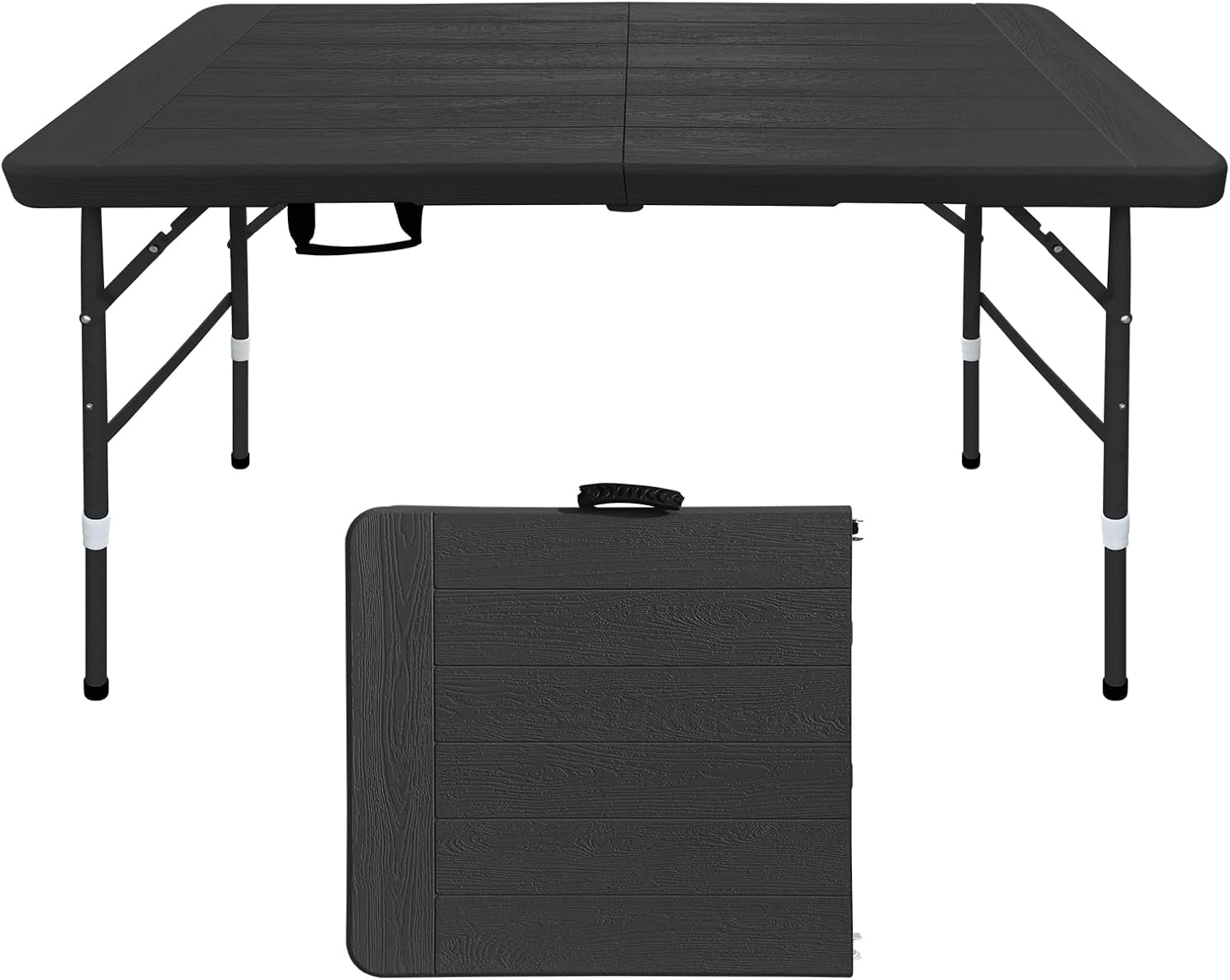 Folding Table, 4FT/6 FT Foldable Table with Carrying Handle, Steel Legs Heavy Duty Portable Utility Table for Party, Dining, Wedding, Events, Picnic Indoor, Outdoor, Camping