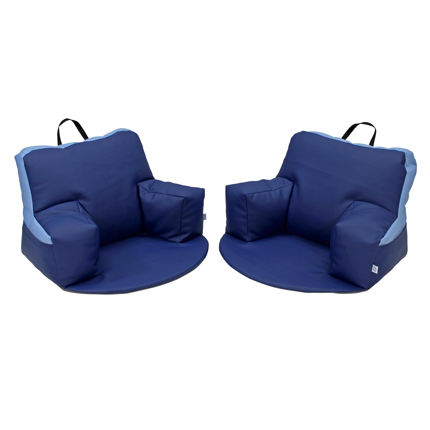 FDP SoftScape Relax-N-Read Bean Bag Chair with Supportive Back Rest, Storage Pockets and 1/2 inch Thick Foam Floor Pad, Portable Seating for Kids Age 2-6 years (2-Pack) - Navy/Powder Blue, 12367-NVPB