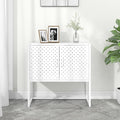 White Steel Sideboard with Adjustable Levelers, Modern Rectangular Storage Cabinet for Living Room and Dining Room, Sturdy Powder-Coated Steel Construction, Sleek Minimalist