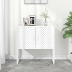 White Steel Sideboard with Adjustable Levelers, Modern Rectangular Storage Cabinet for Living Room and Dining Room, Sturdy Powder-Coated Steel Construction, Sleek Minimalist