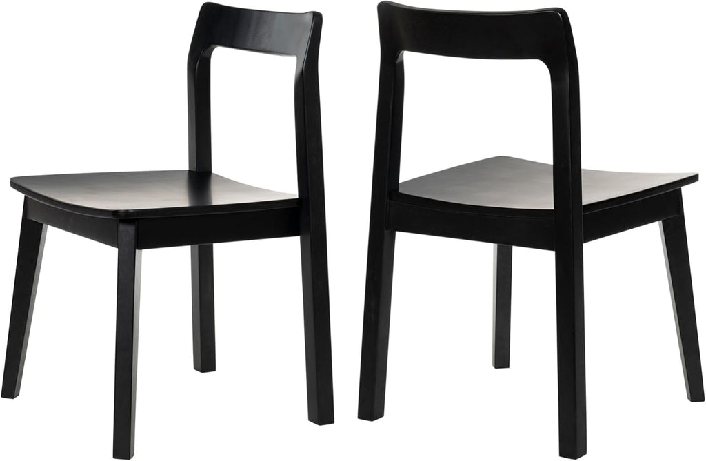 EYYTHUNG Farmhouse Wood Dining Chairs Set of 2,Wooden Kitchen Chairs, Mid Century Modern Side Chair Armless Chair for Living Room, Dining Room, Black