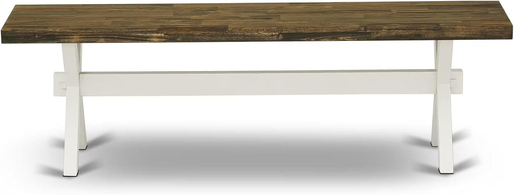 East West Furniture XB076 X-Style Mid Century Modern Dining Bench with Solid Wood Seat, 60x15x18 Inch, Multi-Color