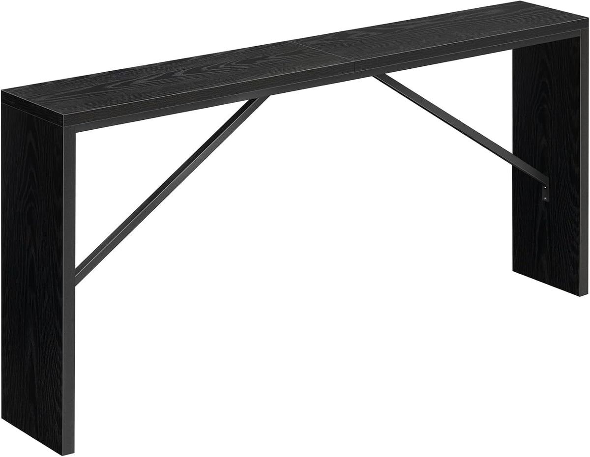 MAHANCRIS Console Table, 62.2" Long Sofa Table Behind Couch, Narrow Entryway Table, Farmhouse Dining Table with Angled Metal Frame, Industrial Console Table for Entryway, Black CTHB15801