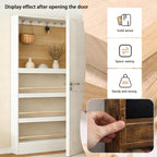 70.1" Tall Behind-The-Door Bookshelf - Open-Shelf Wooden Floor Bookcase with Perforated Board | 4/6/8 Inch, Multi-Purpose Display Storage Organizer White-Wood 31.5×4×70.1"