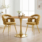Round Dining Table for Small Space,32" Tulip Tables with Gold Metal Pedestal Base,Bistro Table for 2/3/4 People for Office,Apartment,Kitchen,Break Room(Only Table)