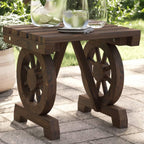 vidaXL Patio Footstool in Solid Fir Wood with Wagon Wheel Design – Durable Outdoor Ottoman/Garden Stool, Brown, 15.7""x14.4""x15.2"", 365110