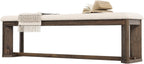 LITTLE TREE 63" Upholstered Bench, Solid Wood Entryway Shoe Bench with Cushion, Long Modern Farmhouse End of Bed Bench with Antique Brown Legs & Faux Lamb Fur Seat for Bedroom, Living Room, Dining