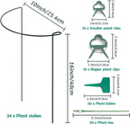 24 Pack Plant Support Stake, Half Round Metal Garden Plant Stake, Green Plant Support Ring, Border Support with Plant Lables & Plant Clips for Outdoor Indoor Plants, Vegetable, Flowers