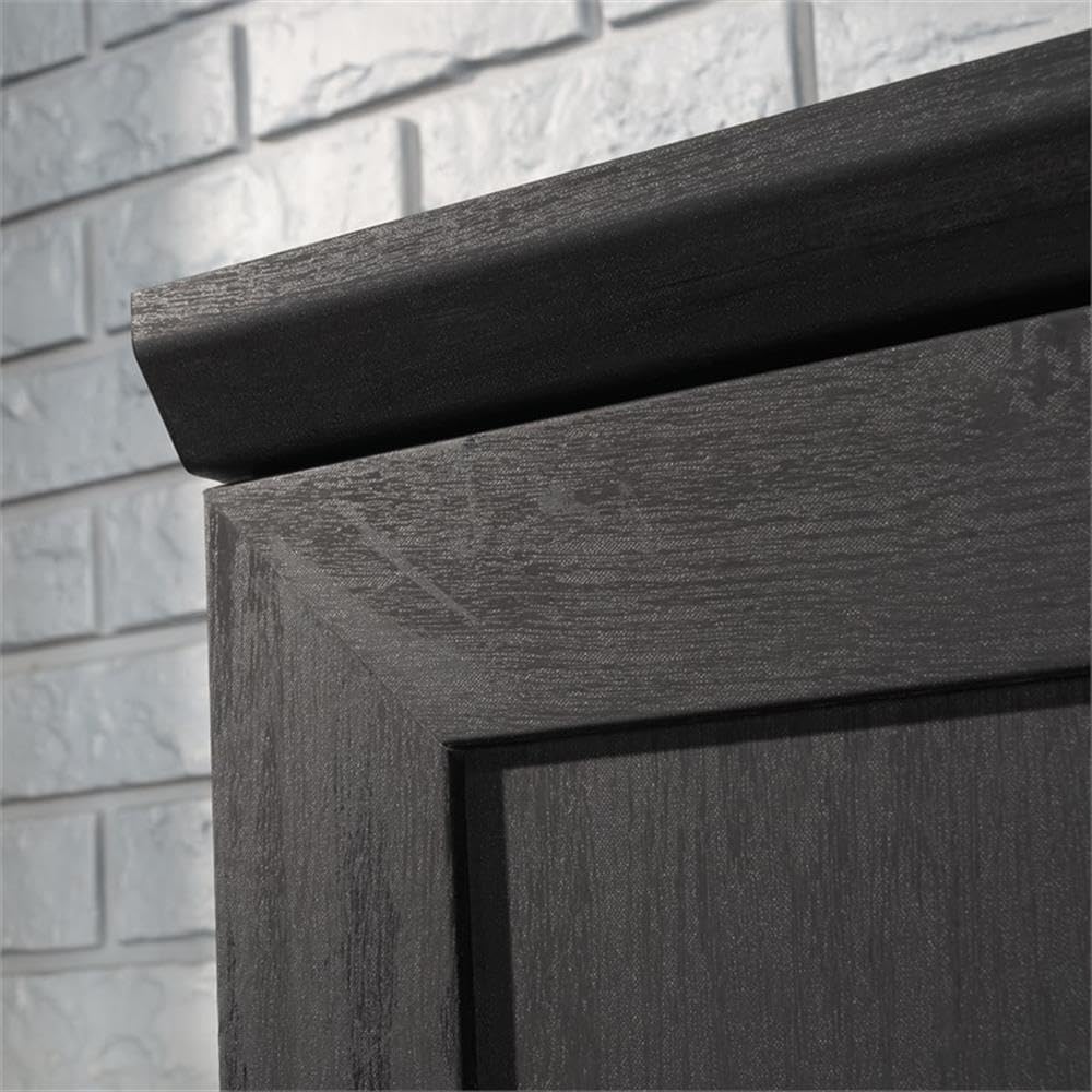Pemberly Row Engineered Wood Single Door Pantry, 70.945 in H x 18.819 in W x 17.087 in D, Raven Oak Finish, Adjustable Shelves and Reversible Door, Kitchen or Dining Room Storage Cabinet