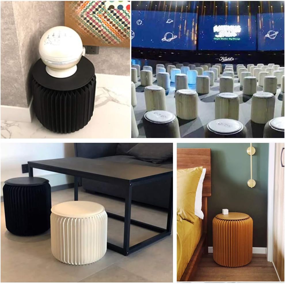 Modern White Paper Stool Foldable - 11 inch Heigh - Compact, Sturdy & Portable Honeycomb Structure Low Stool Chair for Fitting Room, Exhibition Halls, Shopping Malls, Office