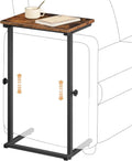 HOOBRO C Shaped End Table, Adjustable Height Sofa Side Table, Slide Under Couch Table, C Shaped Side Table for Small Spaces, for Living Room, Bedroom, Rustic Brown BF71SF01