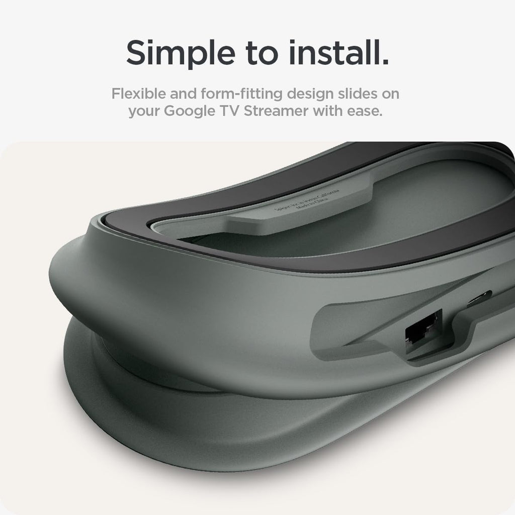 Spigen for Google TV Streamer Case, Drill-Free Mount, Silicone Fit | Wall/TV Hanger, Protection Case with Lanyard - Hazel