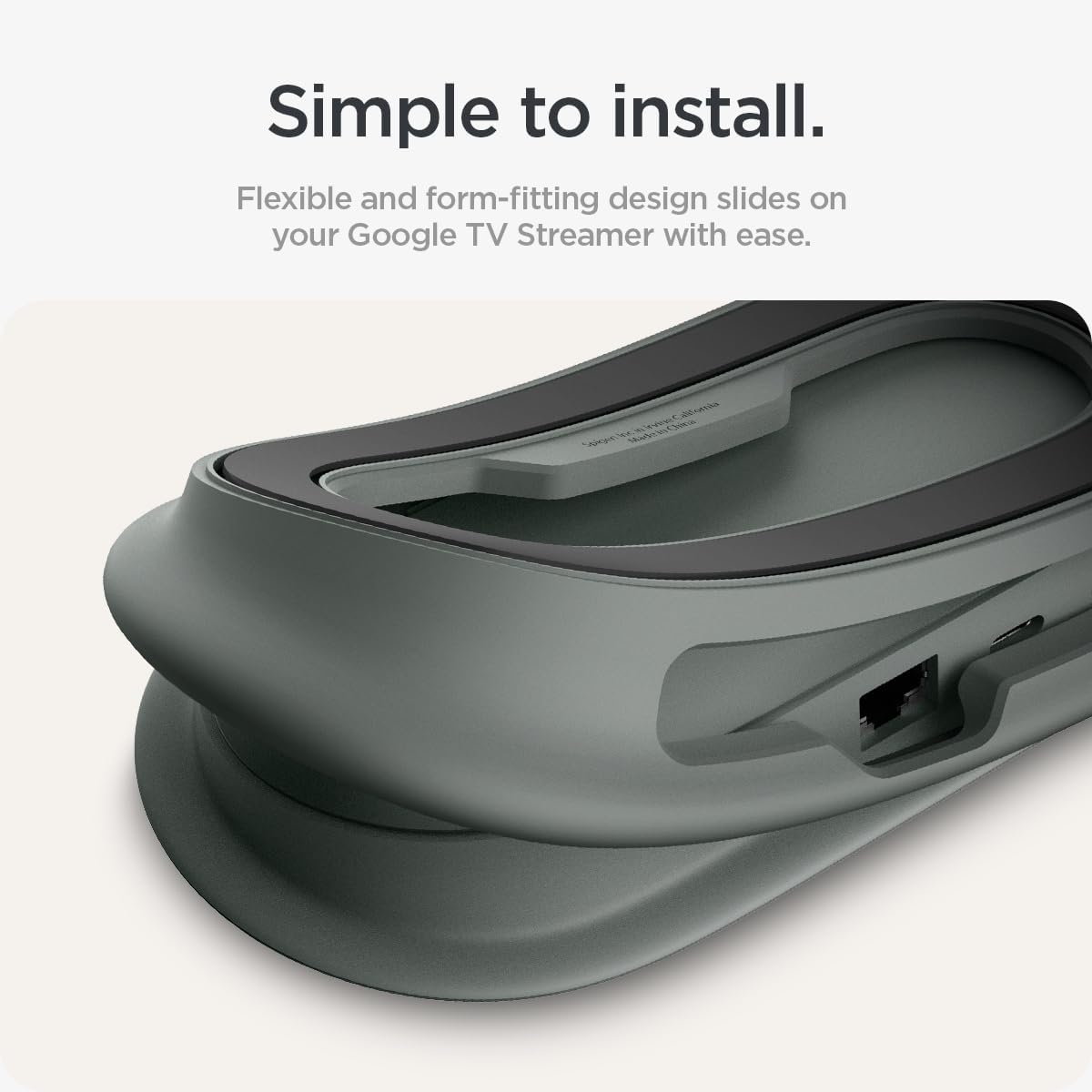 Spigen for Google TV Streamer Case, Drill-Free Mount, Silicone Fit | Wall/TV Hanger, Protection Case with Lanyard - Hazel