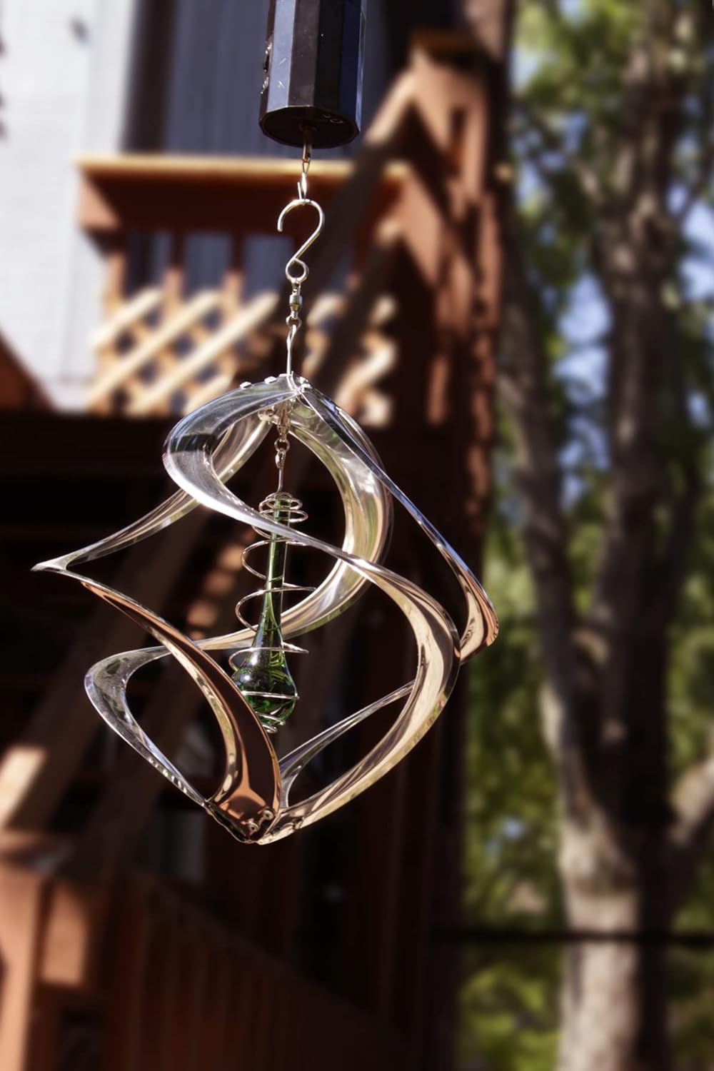 Red Carpet Studios The Original Helix Cosmix Wind Spinner Indoor/Outdoor 3-Dimensonal Garden Décor, 11-Inch, Chrome - Teardrop