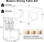 71" Modern Dining Table Set for 8, Black Dining Table Set for 8, Black Wood Tabletop with Gold Metal Legs, Rectangular Kitchen Table and 8 Faux Leather Chair for Apartment, Kitchen & Dining Room